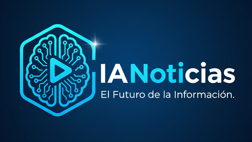 Logo oficial de IA Noticias. Muestra un cerebro con circuitos de inteligencia artificial dentro de un hexágono. El centro tiene un icono de 'play' para simbolizar la velocidad y distribución de IA noticias.